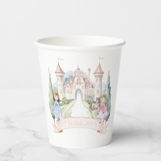 Princesses, Knachten en Dragons Fairy Tale Birthda Papieren Bekers (Voorkant)