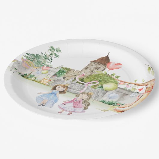 Princesses, Knachten en Dragons Fairy Tale Birthda Papieren Bordje (Gekanteld)