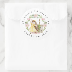 Princesses, Knachten en Dragons Fairy Tale Birthda Ronde Sticker