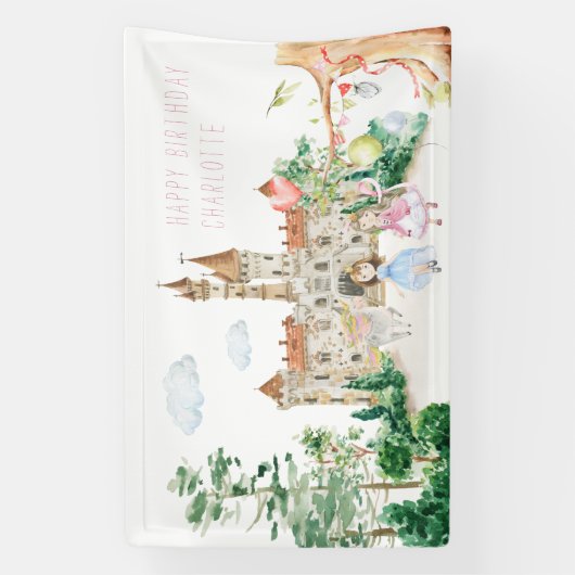 Princesses, Knachten en Dragons Fairy Tale Welkom Spandoek (Verticaal)