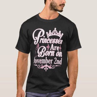 Princesses zijn geboren op 2 november, de gelukkig t-shirt