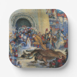 Princess's Birthday Dragon Folded Greeting Card Papieren Bordje