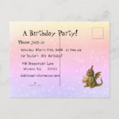 Princess's Birthday Dragon Uitnodiging Briefkaart (Achterkant)