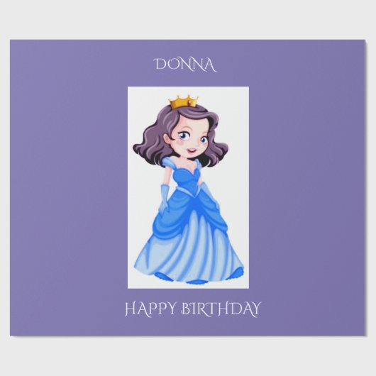 Princess's verjaardagspapier. Aangepaste naam. Cadeaupapier (Vlak)