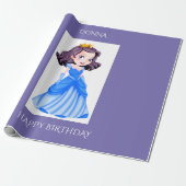 Princess's verjaardagspapier. Aangepaste naam. Cadeaupapier (Uitgerold)