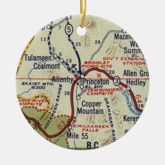 Princeton BC kaart Keramisch Ornament (Voorkant)