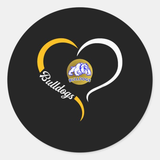 Princeton Bulldogs Logo Halve Hart Slogan Hs Ronde Sticker (Voorkant)