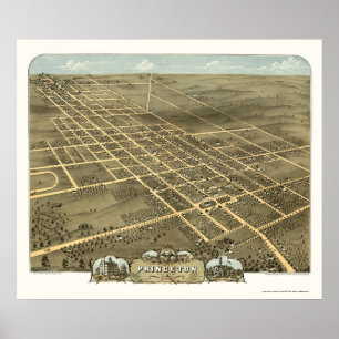 Princeton, IL Panoramische Kaart - 1870 Poster
