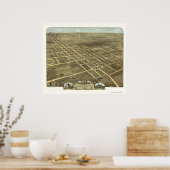 Princeton, IL Panoramische Kaart - 1870 Poster (Keuken)