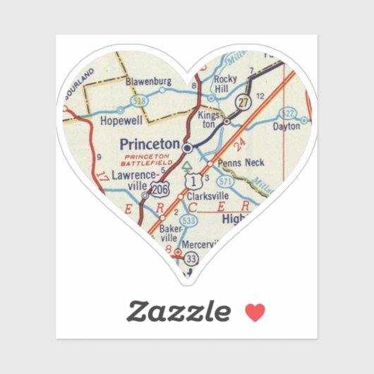 Princeton NJ  kaart Sticker (Vel)