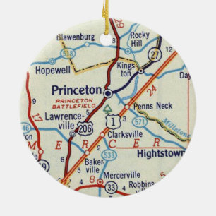 Princeton NJ Retro Map Keramisch Ornament