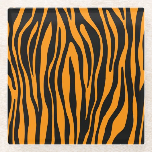 Princeton Oranje Zebra Print Glazen Onderzetter (Voorkant)