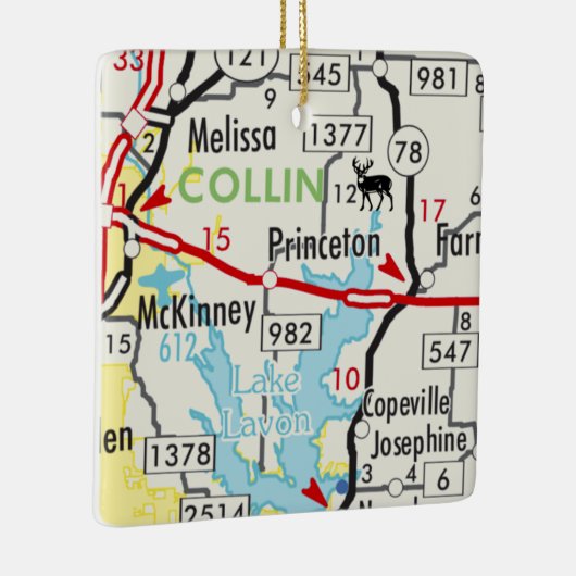 Princeton TX Road Map Keramisch Ornament (Rechts)