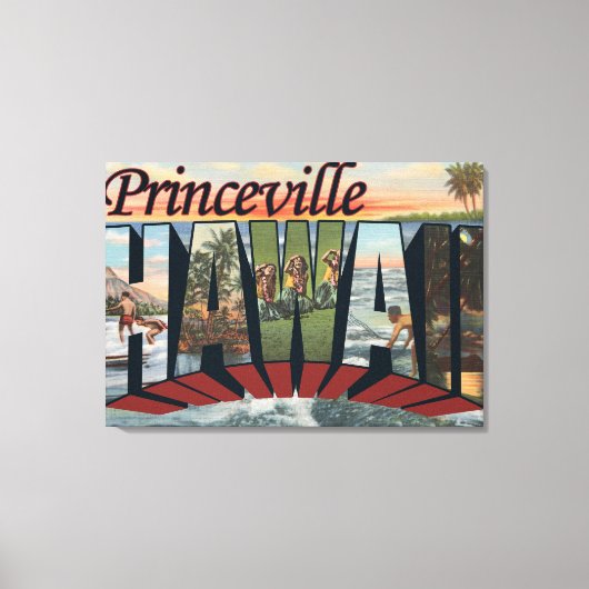 Princeville, Hawaii - Grote letterscènes Canvas Afdruk (Voorkant)
