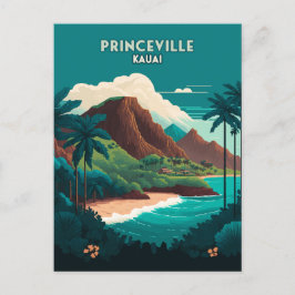 Princeville Kauai Hawaii Beach Mountains Retro Briefkaart