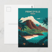Princeville Kauai Hawaii Beach Mountains Retro Briefkaart (Voorkant / Achterkant)