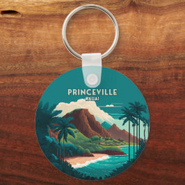 Princeville Kauai Hawaii Beach Mountains Retro Sleutelhanger