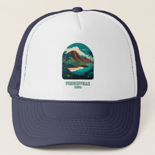 Princeville Kauai Hawaii Beach Mountains Retro Trucker Pet