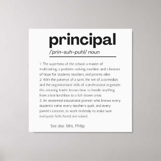 Principal Definition Print, Aangepaste Principal G Canvas Afdruk (Voorkant)