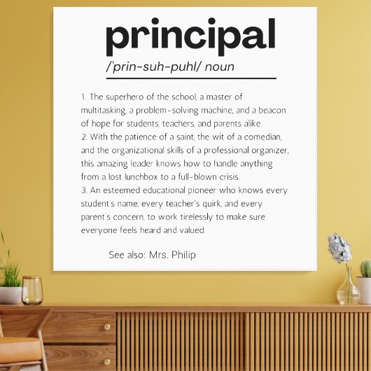 Principal Definition Print, Aangepaste Principal G Canvas Afdruk (Insitu (Woonkamer))