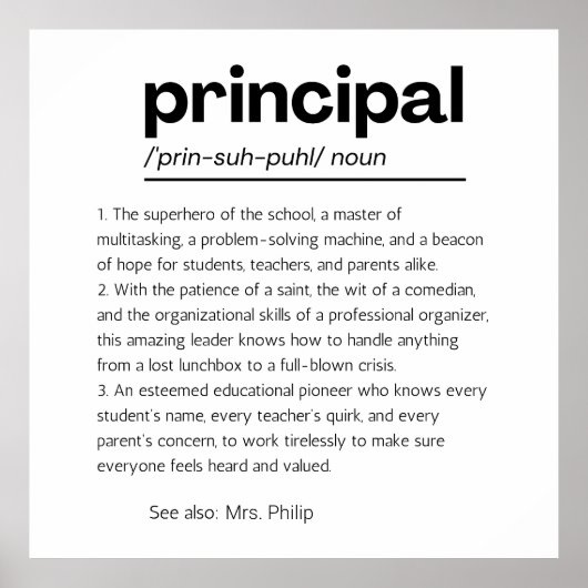 Principal Definition Print, Aangepaste Principal G Poster (Voorkant)