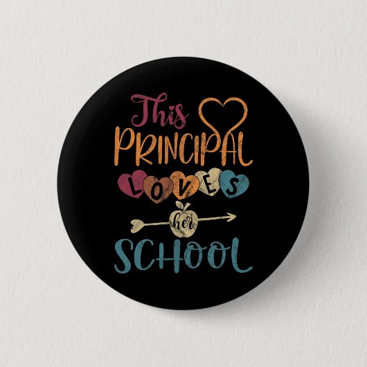 Principal houdt van haar schoolleraar Fun Principa Ronde Button 5,7 Cm (Voorkant)