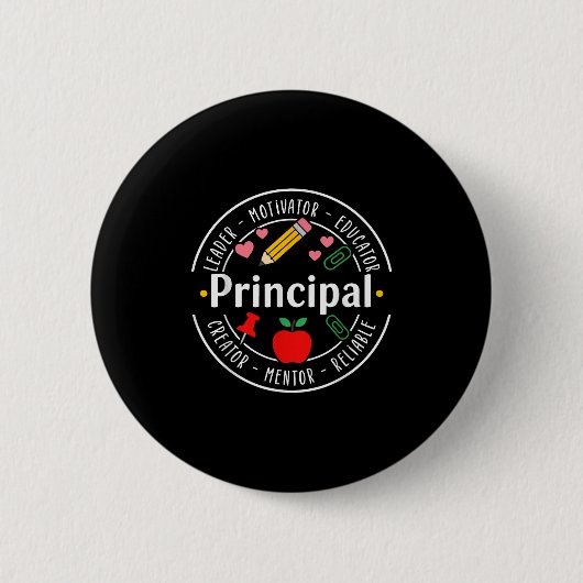 Principal Leader Motivator First Day Back To Schoo Ronde Button 5,7 Cm (Voorkant)