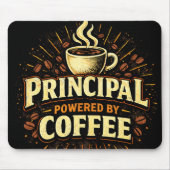 Principal Powered by Coffee | Funny Admin Gift Muismat (Voorkant)
