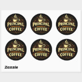 Principal: Powered by Coffee | Funny Admin Gift Ronde Sticker (Vel)