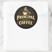 Principal: Powered by Coffee | Funny Admin Gift Ronde Sticker (Tas)