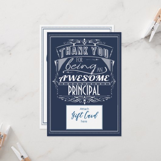 Principal Teacher Appreciation Gift Kaart Houder (Voorkant / Achterkant in situ)