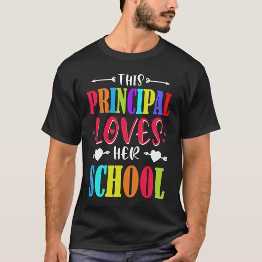 Principal Valentines Day  Hearts Loves Her School T-shirt (Voorkant)