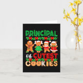 Principal van Schattigee koekjes Kerst Gingerbread Kaart (Gele Bloem)