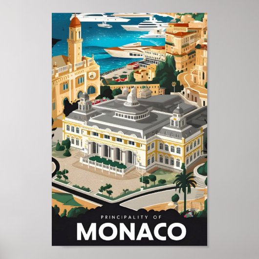 Principality of Monaco Vintage Travel Illustration Poster (Voorkant)