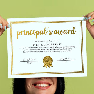 Principal's Award Certificate Poster