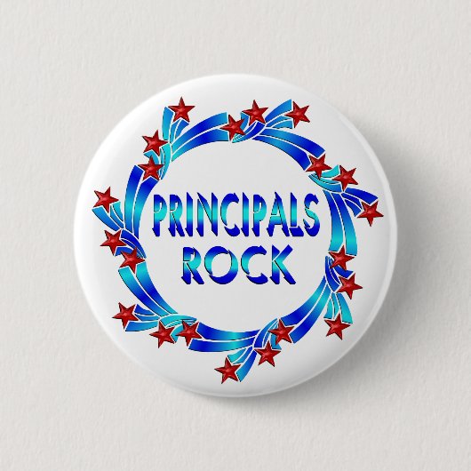 Principals Rock Red Stars Ronde Button 5,7 Cm (Voorkant)