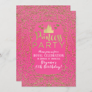 PRINCIPE Hot Pink & Gold Castle Birthday Kaart