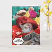 PRINCIPE TATUS CAT, RED PET EN PIGEON Moederdag Kaart (Gele Bloem)