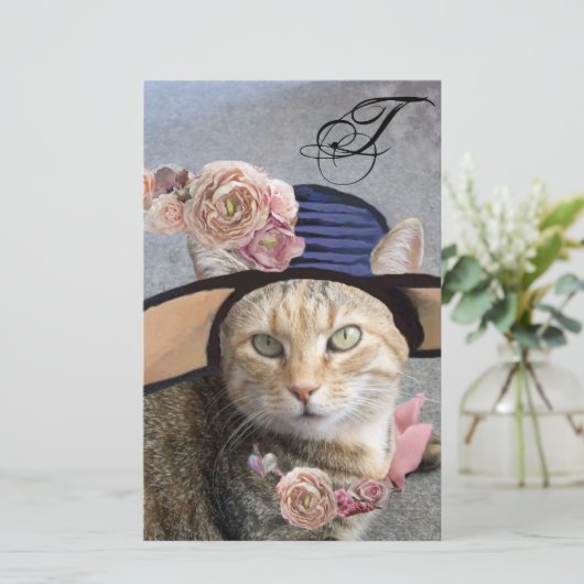 PRINCIPE TATUS/ELEGANT CAT, BIG DIVA PET EN ROOS BRIEFPAPIER (Staand voorkant)