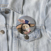 PRINCIPE TATUS/ELEGANT CAT, BIG DIVA-PET EN -ROZEN RONDE BUTTON 7,6 CM (In situ)