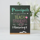 Principes die houden van lesgeven bedankkaart (Staand voorkant)