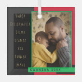 Principes Red Black Green Photo Kwanzaa Glas Ornament (Voorkant)