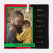 Principes Red Black Green Photo Kwanzaa Glas Ornament (Achterkant)