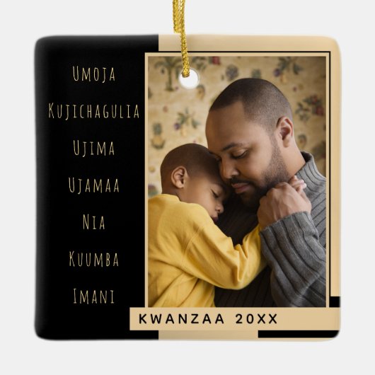 Principles Gold Black Photo Kwanzaa Ceramic Orname Keramisch Ornament (Voorkant)