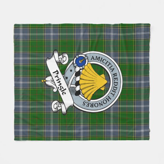 Pringle Clan Badge Tartan Pset Fleece Deken (Voorkant (Horizontaal))