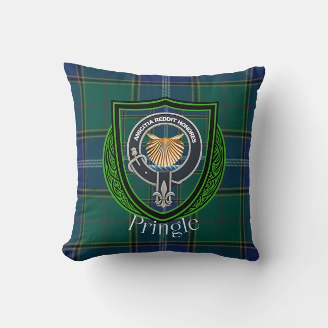 Pringle Schotse Clan Tartan & Crest Kussen (Voorkant)