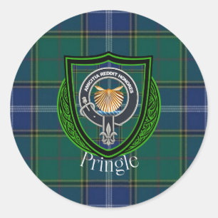 Pringle Schotse Clan Tartan & Wapen Ronde Sticker