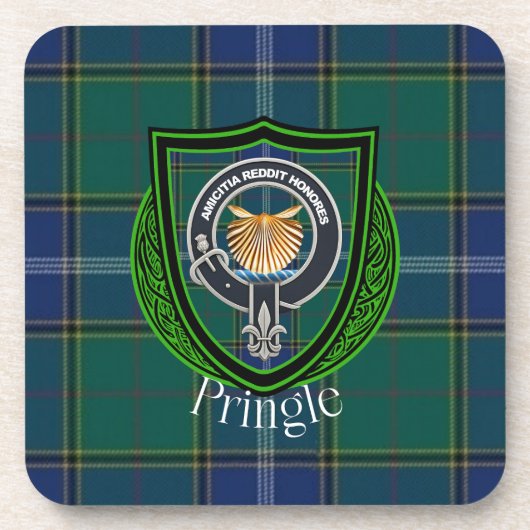 Pringle Scottish Clan Tartan & Crest Bier Onderzetter (Voorkant)