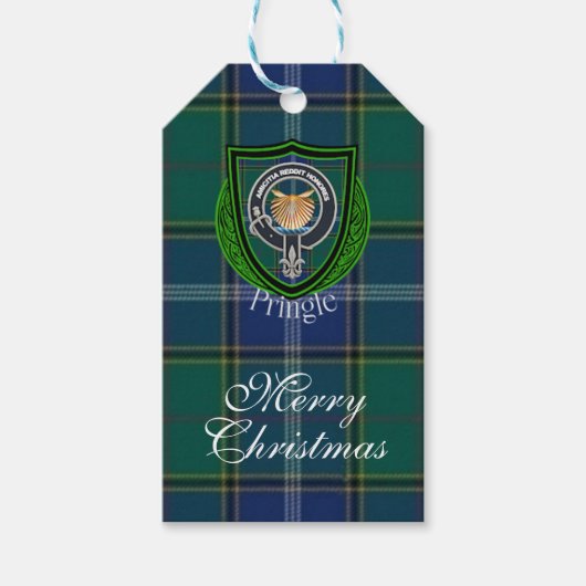 Pringle Scottish Clan Tartan & Crest Cadeaulabel (Voorkant)