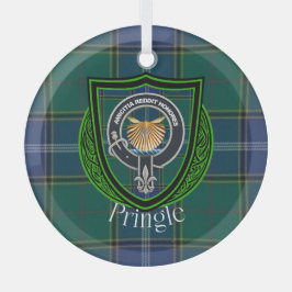 Pringle Scottish Clan Tartan & Crest Glas Ornament